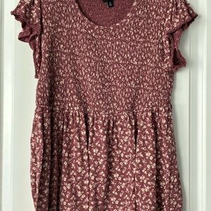 Torrid Mauve Floral Smocked Blouse